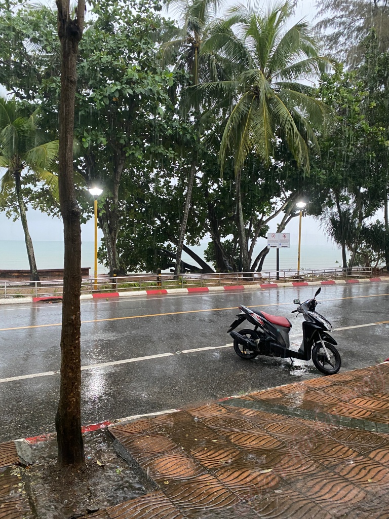 our motorbike in the rain